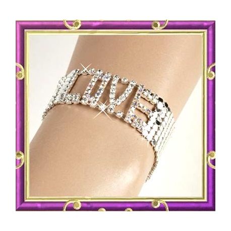 Bracelet argenté et strass fleur