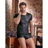 T-shirt simili cuir noir homme