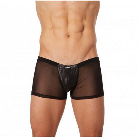 Boxer homme noir effet cuir et voile