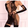 Robe club résille moulante et mitaines