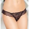 String fendu noir voile et dentelle 