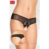 String ouvert noir dentelle et strass