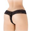 String ouvert en dentelle noire Anita