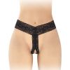 String ouvert en dentelle noire Anita