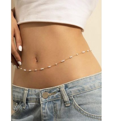 Chaîne de taille dorée à perles
