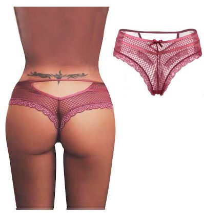 Tanga dentelle sexy couleur prune 