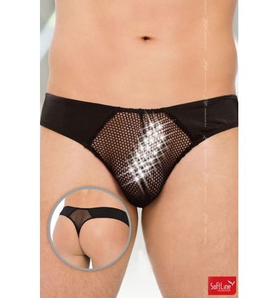 String homme noir résille et lycra