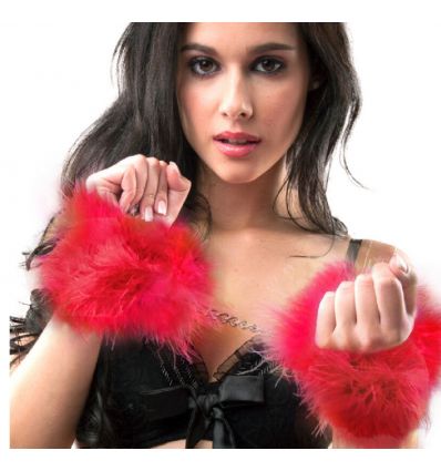 Menottes marabou plumes rouges