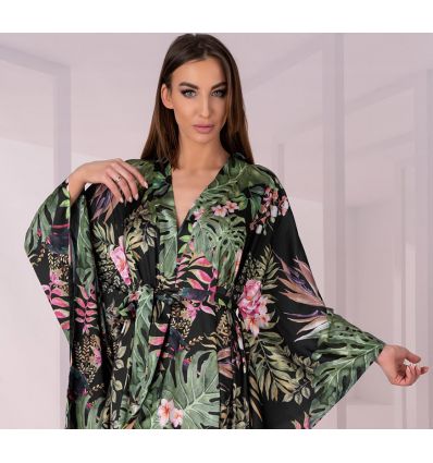 Peignoir manches longues fleuri Livco Corsetti
