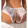 Culotte shorty dentelle ouvert lacé blanc