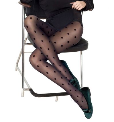 Collants noirs fantaisie à pois 