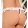 String ouvert rouge dentelle blanche