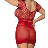 Robe nuisette moulante résille rouge