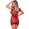 Robe nuisette moulante résille rouge