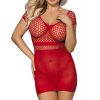 Robe nuisette moulante résille rouge