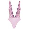 Body string décolleté dentelle rose