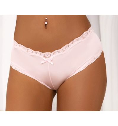 Culotte shorty lycra et dentelle rose pastel