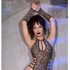 Ensemble body string et mitaines léopard