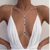 Collier poitrine argentée et zircone vert