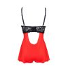 Body combishort satin et dentelle noir et rouge