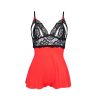 Body combishort satin et dentelle noir et rouge