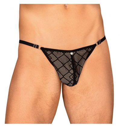 String homme noir résille motif graphique