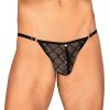 String homme noir résille motif graphique