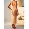Nuisette longue transparente nude dentelle