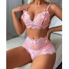 Brassière et shorty ouvert rose pastel