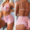 Brassière et shorty ouvert rose pastel