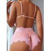 Brassière et shorty ouvert rose pastel