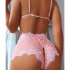 Brassière et shorty ouvert rose pastel
