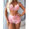 Brassière et shorty ouvert rose pastel