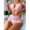 Brassière et shorty ouvert rose pastel