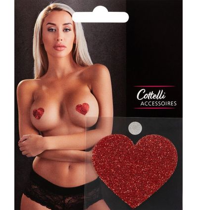 Nipple coeur rouge paillettes