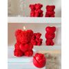 Bougie Saint Valentin ours d'amour rouge