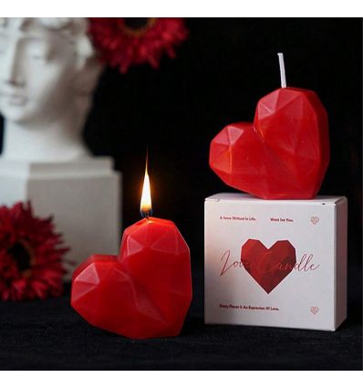 Bougie coeur rouge Saint-Valentin