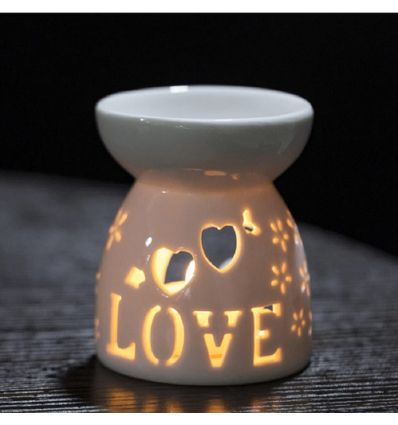 Brûleur d'aromathérapie porcelaine love St Valentin