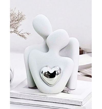 Statue blanche couple Saint Valentin