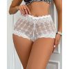Shorty dentelle blanc taille haute