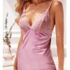 Nuisette rose poudré satin et dentelle