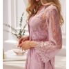 Peignoir dentelle rose manches longues