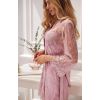 Peignoir dentelle rose manches longues