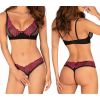 Ensemble lingerie sexy noir et rose fushia