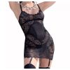 Guêpière noire dentelle string et bas assortis