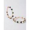 Grandes créoles femme doré strass vert et bleu
