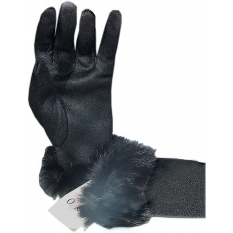 Gants noirs stretch et fourrure 