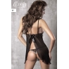 Nuisette noire voile et dentelle Anaïs