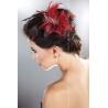 Barrette-clip fleur pour cheveux et plumes rouges