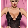 Guëpière bustier noire avec strass et string assorti